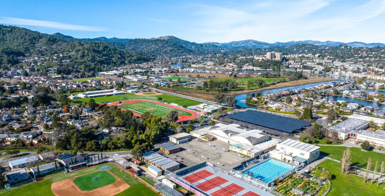 Aerial view of Redwood High School