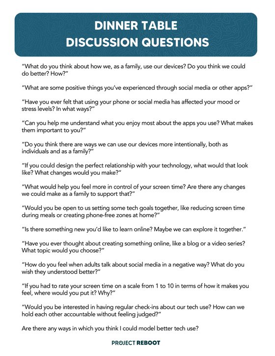 Dinner Table Discussion Questions