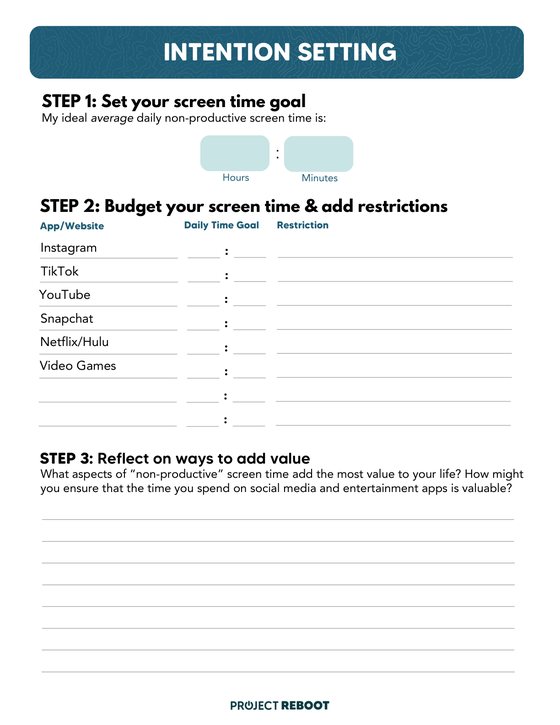 Intention-Setting Worksheet